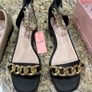 Juicy Couture Black and Gold Chain Sandals